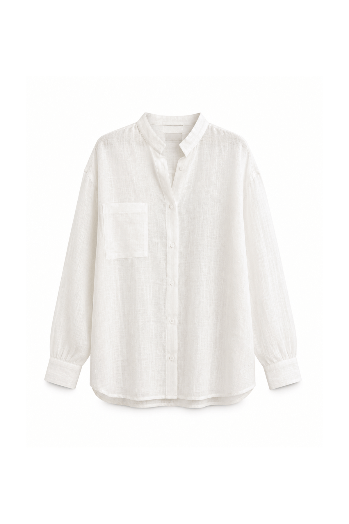Diune White Linen Stand-Collar Shirt