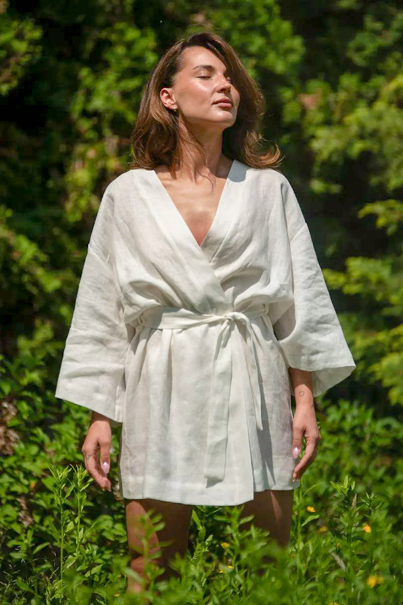 White linen kimono