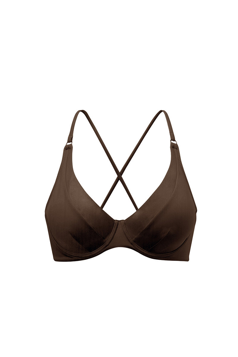 Malibu Brown Tie Bikini Top