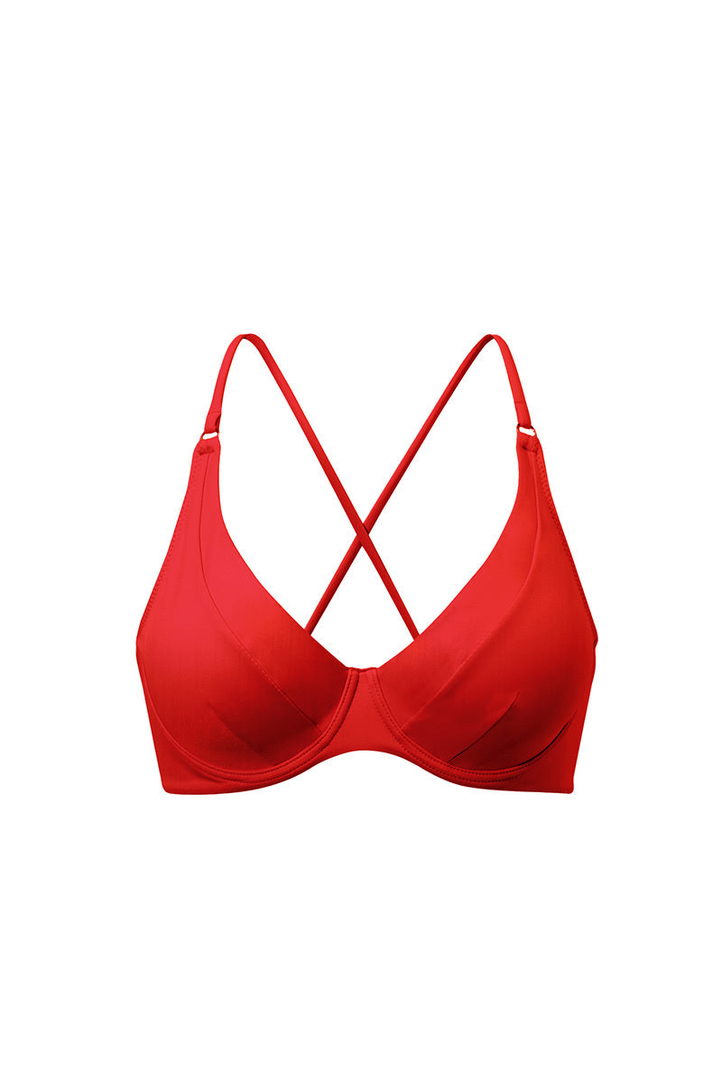 Malibu Red Tie Bikini Top