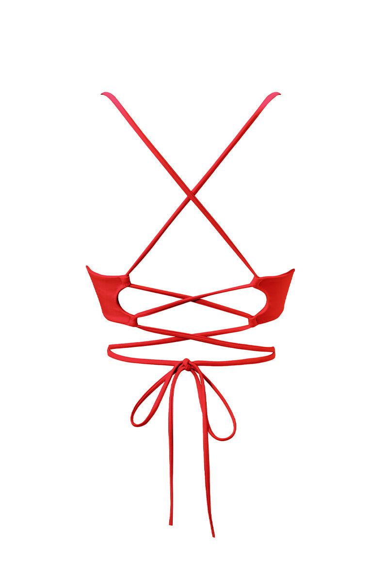 Malibu Red Tie Bikini Top