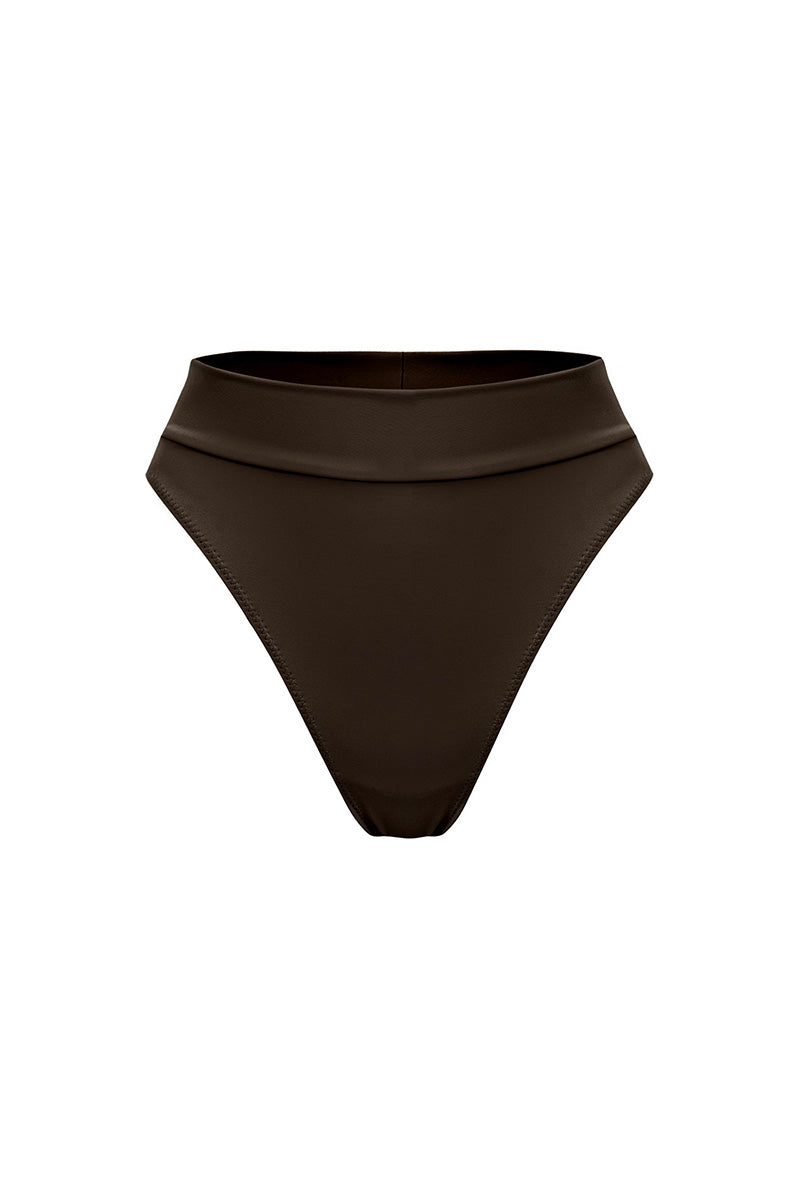 Kawai Brown High-Waisted Bikini Bottoms