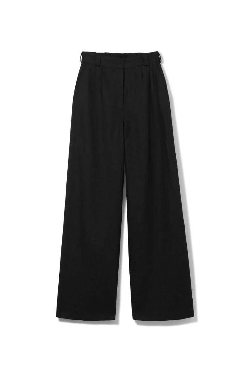Tommy Black Linen Wide-Leg Trousers