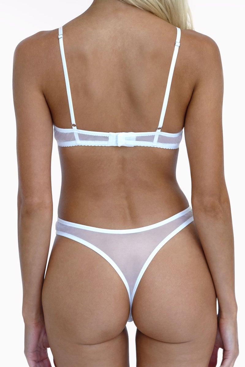 Luna White Sheer Thong