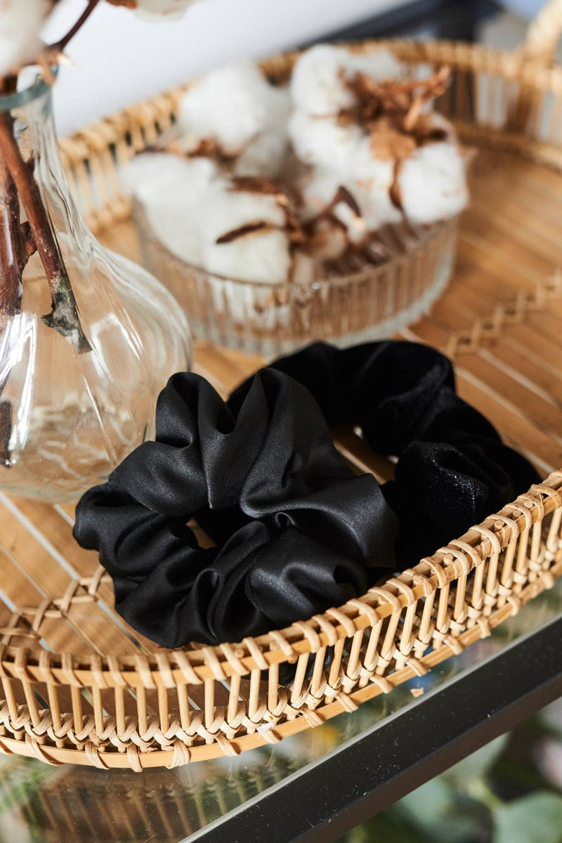 Black Satin Scrunchie / Hair Tie