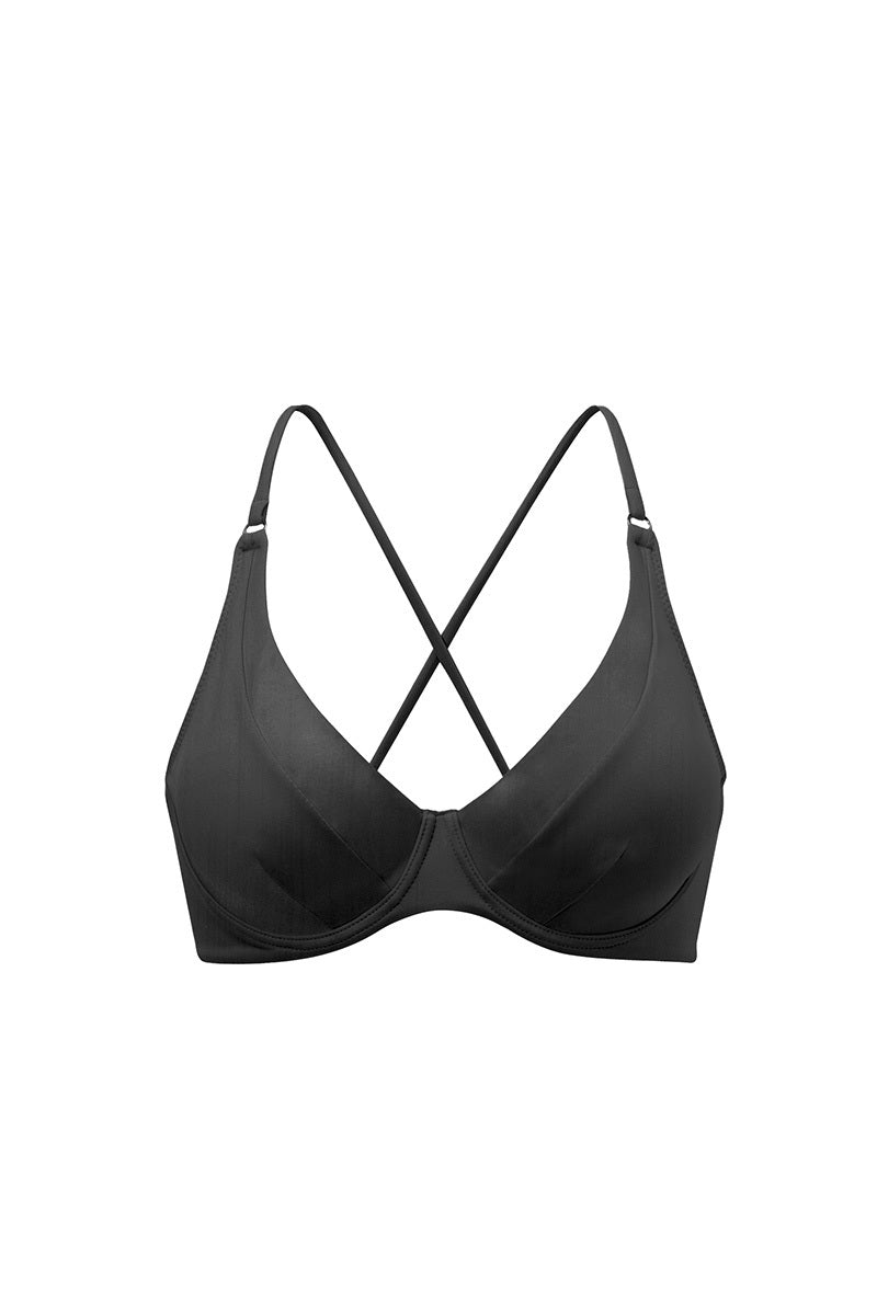 Czarny wiązany stanik od bikini Malibu