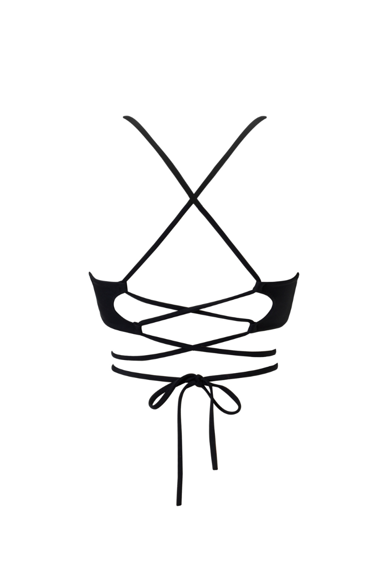 Czarny wiązany stanik od bikini Venus