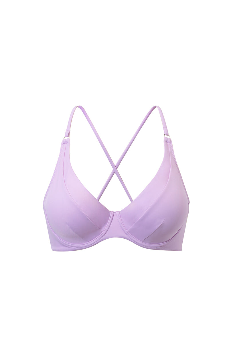 Lawendowy wiązany stanik od bikini Malibu