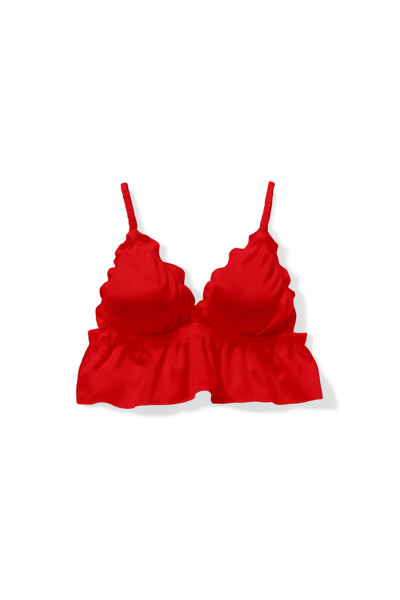Zoe Satin Bra with Ruffle