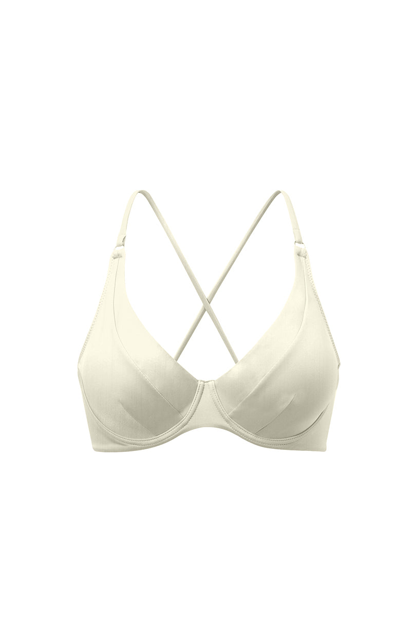 Wiązany stanik od bikini Malibu Ecru