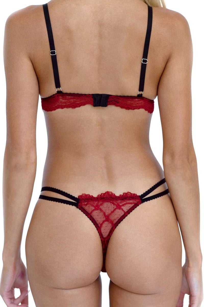 Mija Red Lace Thong Love and Hate