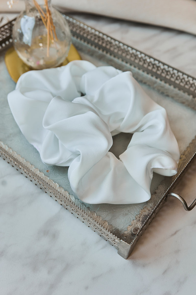 Beige Satin Hair Tie / Scrunchie