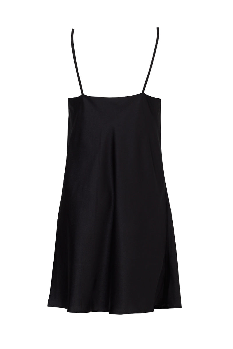 Jenny Black Satin Dress / Slip